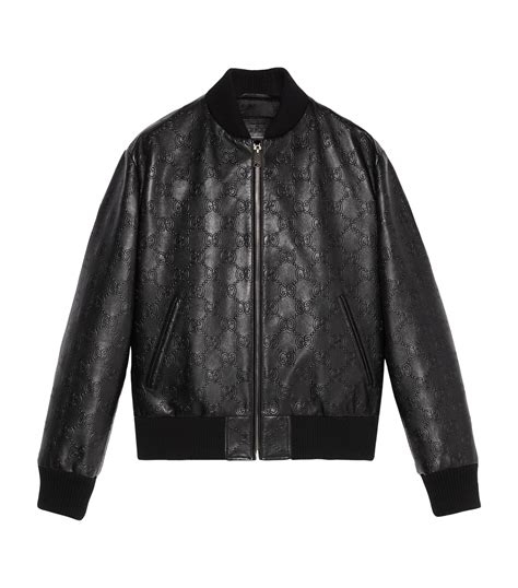 gucci black leather bomber|gucci leather jacket price.